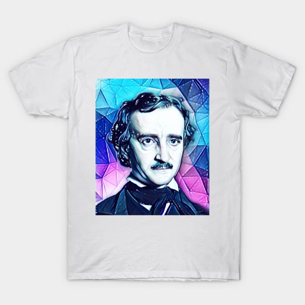 Edgar Allan Poe Black Snowy Portrait | Edgar Allan Poe Artwork 5 T-Shirt by JustLit